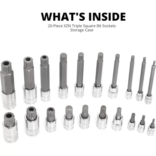 imageNEIKO 10056A 14Inch 38Inch ampamp 12Inch Drive XZN Triple Square Spline Bit Socket Set  10 Piece Set  CrV Sockets and S2 Steel BitsExtraLong