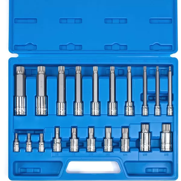 imageNEIKO 10056A 14Inch 38Inch ampamp 12Inch Drive XZN Triple Square Spline Bit Socket Set  10 Piece Set  CrV Sockets and S2 Steel BitsExtraLong