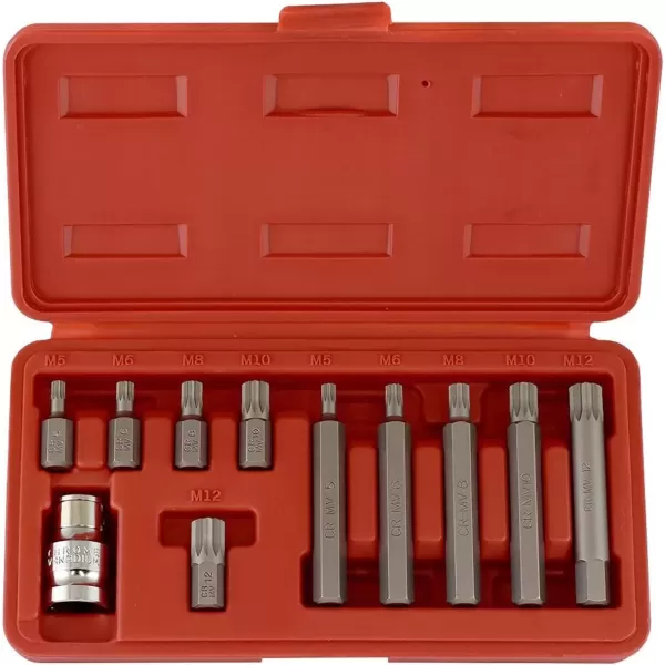 imageNEIKO 10056A 14Inch 38Inch ampamp 12Inch Drive XZN Triple Square Spline Bit Socket Set  10 Piece Set  CrV Sockets and S2 Steel BitsStandard