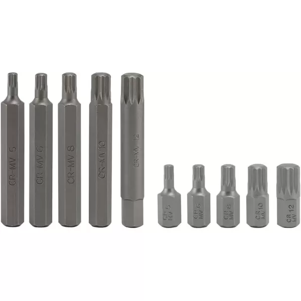 imageNEIKO 10056A 14Inch 38Inch ampamp 12Inch Drive XZN Triple Square Spline Bit Socket Set  10 Piece Set  CrV Sockets and S2 Steel BitsStandard