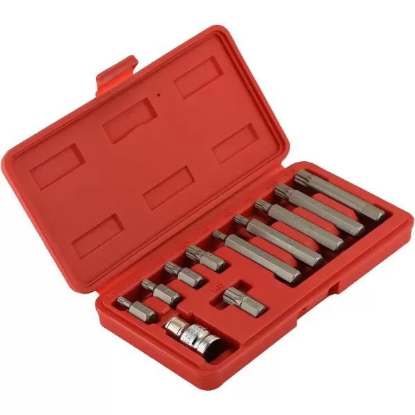 imageNEIKO 10056A 14Inch 38Inch ampamp 12Inch Drive XZN Triple Square Spline Bit Socket Set  10 Piece Set  CrV Sockets and S2 Steel BitsStandard
