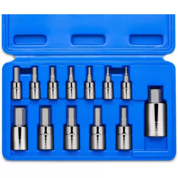 imageNEIKO 10288A Allen Hex Bit Socket Set 32 Piece SAE and Metric Allen Socket Set Allen Head Hex Key Socket Set Made with S2 SteelAllen Hex Bit