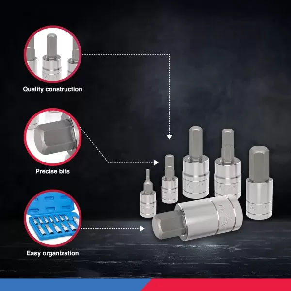 imageNEIKO 10288A Allen Hex Bit Socket Set 32 Piece SAE and Metric Allen Socket Set Allen Head Hex Key Socket Set Made with S2 SteelAllen Hex Bit