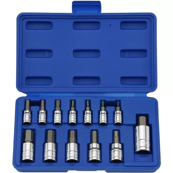 imageNEIKO 10288A Allen Hex Bit Socket Set 32 Piece SAE and Metric Allen Socket Set Allen Head Hex Key Socket Set Made with S2 SteelAllen Hex Bit