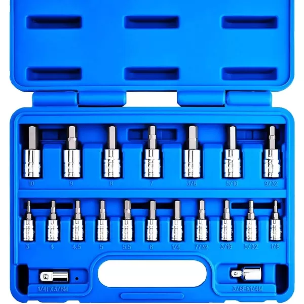 imageNEIKO 10288A Allen Hex Bit Socket Set 32 Piece SAE and Metric Allen Socket Set Allen Head Hex Key Socket Set Made with S2 SteelAllen Hex Bit