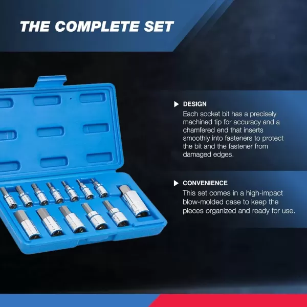 imageNEIKO 10288A Allen Hex Bit Socket Set 32 Piece SAE and Metric Allen Socket Set Allen Head Hex Key Socket Set Made with S2 SteelAllen Hex Bit
