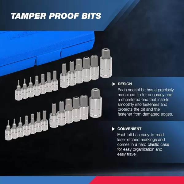 imageNEIKO 10288A Allen Hex Bit Socket Set 32 Piece SAE and Metric Allen Socket Set Allen Head Hex Key Socket Set Made with S2 SteelTP Allen Hex Bit