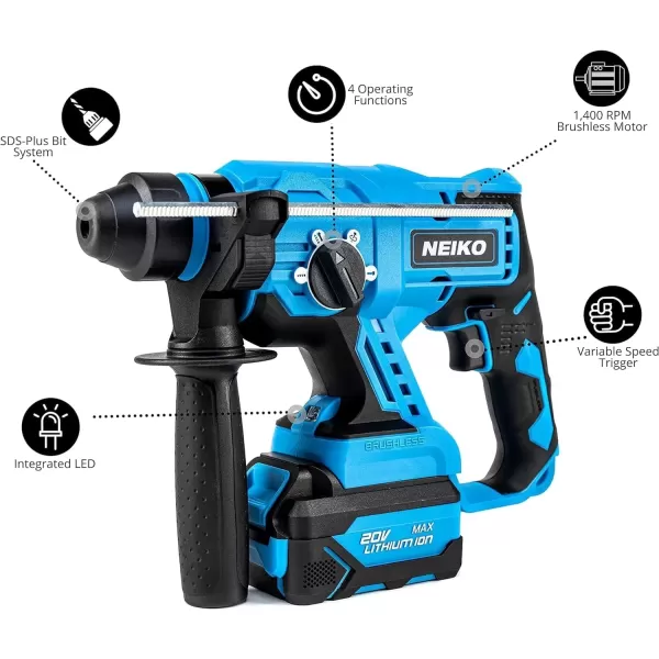 imageNEIKO 10881A Cordless Angle Grinder 4 12Inch Grinder with Variable Speed 20V 40A Liion Rechargeable Battery Powerful 8000 rpm Brushless Motor Grinders Power Tools Cordless Grinder ToolBrushless Hammer Drill