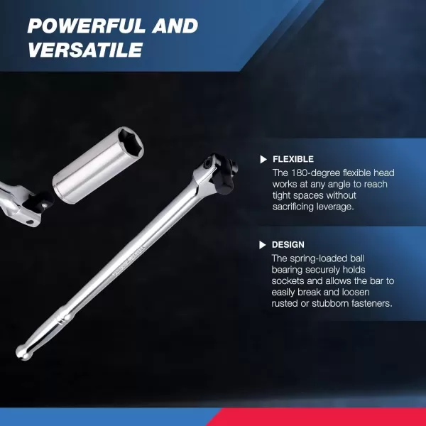 imageNeiko 00200A 12quot Drive Extension Breaker Bar  15quot Length  Rotating Flex Head  CRV Steel12 Drive