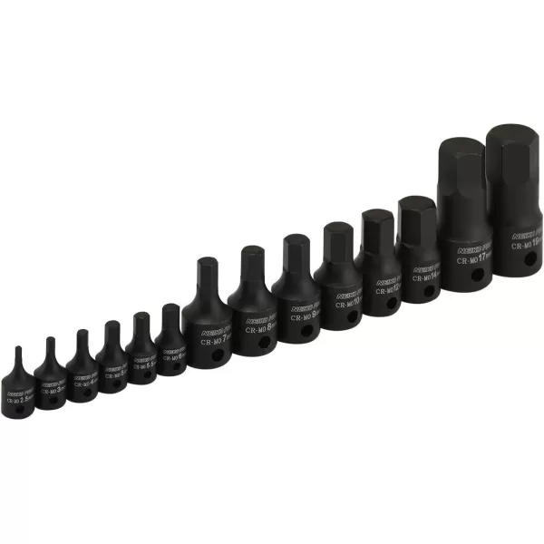 imageNeiko 01136B 12Inch Drive Allen Hex Impact Socket Set Metric 6 mm  19 mm CrMo 8PieceMetric
