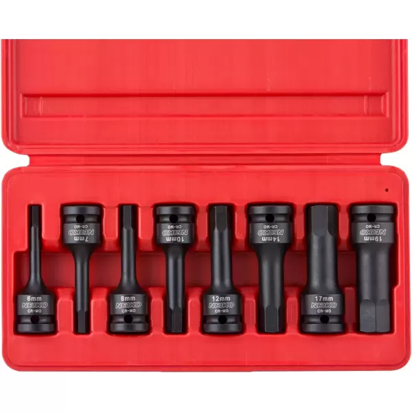 imageNeiko 01136B 12Inch Drive Allen Hex Impact Socket Set Metric 6 mm  19 mm CrMo 8PieceMetric