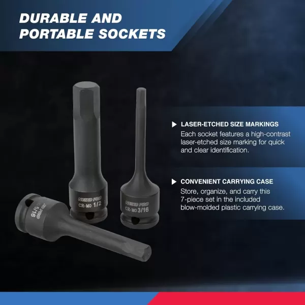 imageNeiko 01136B 12Inch Drive Allen Hex Impact Socket Set Metric 6 mm  19 mm CrMo 8PieceSAE