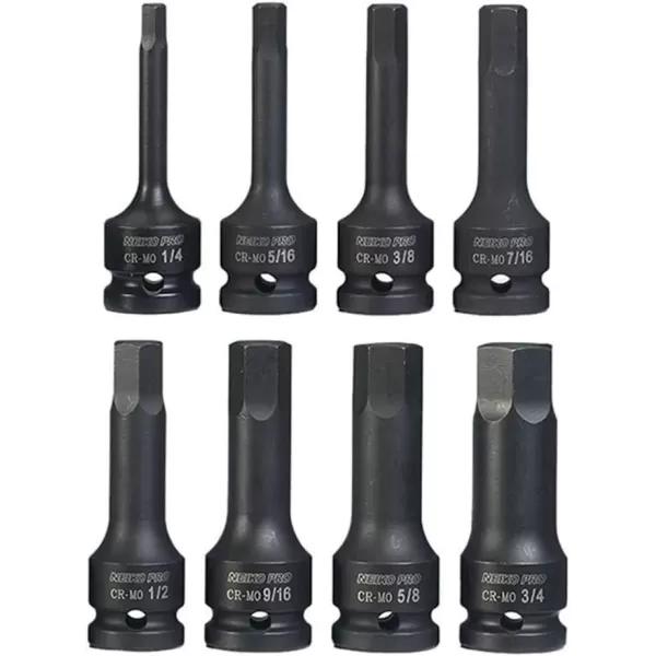 imageNeiko 01136B 12Inch Drive Allen Hex Impact Socket Set Metric 6 mm  19 mm CrMo 8PieceSAE