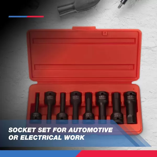 imageNeiko 01136B 12Inch Drive Allen Hex Impact Socket Set Metric 6 mm  19 mm CrMo 8PieceSAE