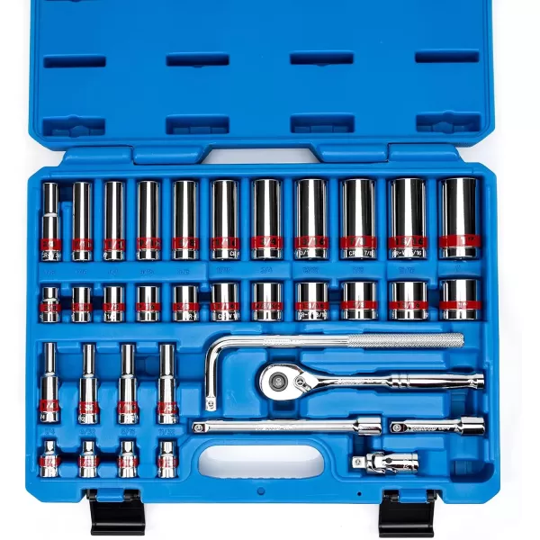 imageNeiko 02514A 14 InchDrive Ratchet and Small Socket Set 58Piece Chrome Vanadium Steel Multicolor38 Drive
