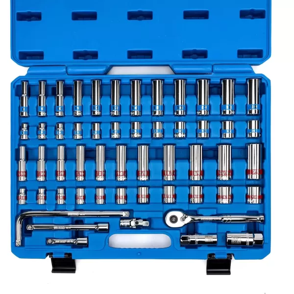 imageNeiko 02514A 14 InchDrive Ratchet and Small Socket Set 58Piece Chrome Vanadium Steel Multicolor38 Drive