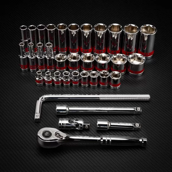imageNeiko 02514A 14 InchDrive Ratchet and Small Socket Set 58Piece Chrome Vanadium Steel Multicolor38 Drive