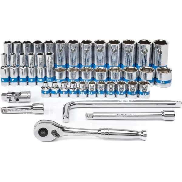 imageNeiko 02514A 14 InchDrive Ratchet and Small Socket Set 58Piece Chrome Vanadium Steel Multicolor38 Drive