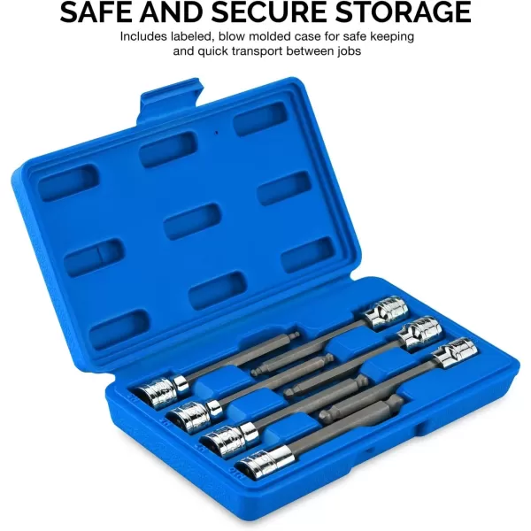 imageNeiko 10076A 38Inch Drive Extra Long Allen Hex Bit Socket Set Metric 3 mm  10 mm  S2 and CrV Steel 7Piece SetMetric