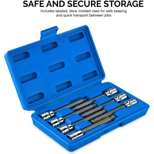 imageNeiko 10076A 38Inch Drive Extra Long Allen Hex Bit Socket Set Metric 3 mm  10 mm  S2 and CrV Steel 7Piece SetSAE