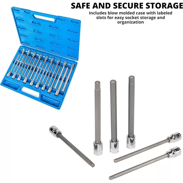 imageNeiko 10076A 38Inch Drive Extra Long Allen Hex Bit Socket Set Metric 3 mm  10 mm  S2 and CrV Steel 7Piece SetSAE and Metric