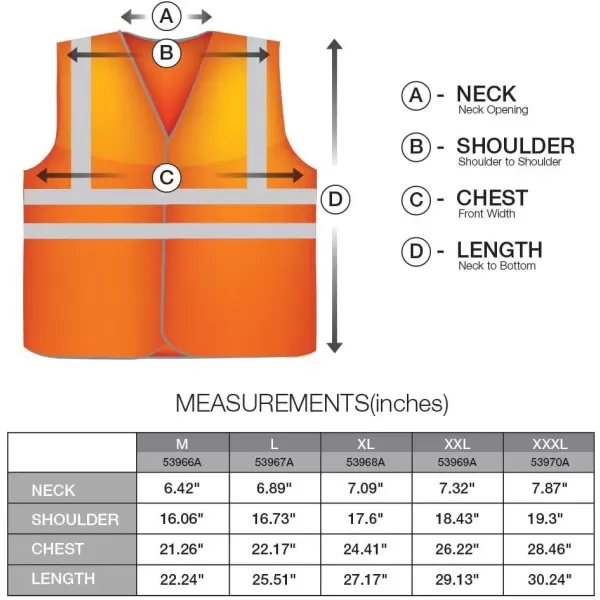 imageNeiko 53970A High Visibility Safety Vest with 2 Pockets ANSIISEA Standard Color Neon 3XL Orange