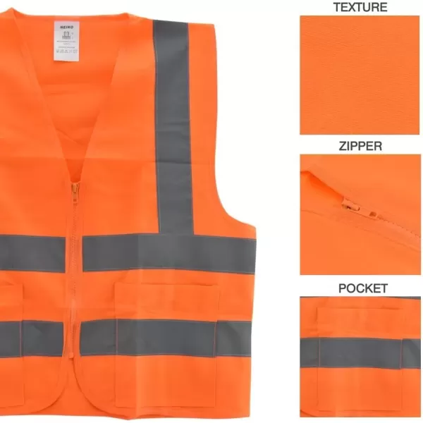 imageNeiko 53970A High Visibility Safety Vest with 2 Pockets ANSIISEA Standard Color Neon 3XL Orange