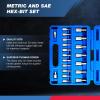 imageNEIKO 10074A Metric Hex Bit Socket Set  13Piece Set  S2 and CrV Steel  14Inch 38Inch and 12Inch Drive  2mm to 14mmAllen Hex Bit