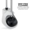 imageNEIKO 60168A Toilet Plunger Set 4 Piece Bonus Mini Sink ampamp Drain Plunger Toilet Bowl Brush ampamp Caddy Patented AllAngle Design Telescopic Aluminum Handle Bathroom Toilet Brush and Plunger SetCaddy Set