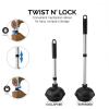 imageNEIKO 60168A Toilet Plunger Set 4 Piece Bonus Mini Sink ampamp Drain Plunger Toilet Bowl Brush ampamp Caddy Patented AllAngle Design Telescopic Aluminum Handle Bathroom Toilet Brush and Plunger SetCaddy Set