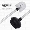 imageNEIKO 60168A Toilet Plunger Set 4 Piece Bonus Mini Sink ampamp Drain Plunger Toilet Bowl Brush ampamp Caddy Patented AllAngle Design Telescopic Aluminum Handle Bathroom Toilet Brush and Plunger SetCaddy Set