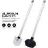 imageNEIKO 60168A Toilet Plunger Set 4 Piece Bonus Mini Sink ampamp Drain Plunger Toilet Bowl Brush ampamp Caddy Patented AllAngle Design Telescopic Aluminum Handle Bathroom Toilet Brush and Plunger SetCaddy Set