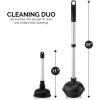 imageNEIKO 60168A Toilet Plunger Set 4 Piece Bonus Mini Sink ampamp Drain Plunger Toilet Bowl Brush ampamp Caddy Patented AllAngle Design Telescopic Aluminum Handle Bathroom Toilet Brush and Plunger SetTelescopic Handle Plunger