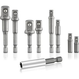 imageNEIKO 20753A Keyless Drill Chuck for Impact Driver Chuck Conversion Adapter 14 Hex Shank Convert Cordless Screwdrivers into Power Drills in Seconds For RoundShank Drill Bits No Keys NeededHex to Square Drive Adapter