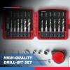 imageNEIKO 10059A Combination Drill and Tap Bit Set with Quick Change Adapter 13 Piece SAE 632NC to 1420NC and Metric Drill Bit Set M3 to M10 Metric Tap SetCombo Drill Tap