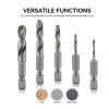 imageNEIKO 10059A Combination Drill and Tap Bit Set with Quick Change Adapter 13 Piece SAE 632NC to 1420NC and Metric Drill Bit Set M3 to M10 Metric Tap SetStubby