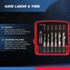 imageNEIKO 10059A Combination Drill and Tap Bit Set with Quick Change Adapter 13 Piece SAE 632NC to 1420NC and Metric Drill Bit Set M3 to M10 Metric Tap SetCombo Drill Tap