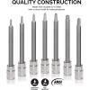 imageNEIKO 10071A 13Piece Torx Bit Socket Set S2 and CrV Steel 14Inch 38Inch and 12Inch Drive 2mm to 14mm Torx Bit Set Torque Bit Set Torx Socket SetTP Torx