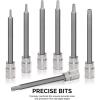 imageNEIKO 10071A 13Piece Torx Bit Socket Set S2 and CrV Steel 14Inch 38Inch and 12Inch Drive 2mm to 14mm Torx Bit Set Torque Bit Set Torx Socket SetTP Torx