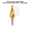 imageNEIKO 10194A Titanium Step Drill Bit HighSpeed AlloySteel Bit Hole Expander for Wood and Metal 10 Step Sizes from 14 Inch to 1 38 Inches4 Flute Spiral