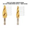 imageNEIKO 10194A Titanium Step Drill Bit HighSpeed AlloySteel Bit Hole Expander for Wood and Metal 10 Step Sizes from 14 Inch to 1 38 Inches4 Flute Spiral