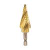 imageNEIKO 10194A Titanium Step Drill Bit HighSpeed AlloySteel Bit Hole Expander for Wood and Metal 10 Step Sizes from 14 Inch to 1 38 Inches4 Flute Spiral