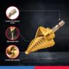imageNEIKO 10194A Titanium Step Drill Bit HighSpeed AlloySteel Bit Hole Expander for Wood and Metal 10 Step Sizes from 14 Inch to 1 38 InchesSpiral