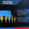 imageNEIKO 10194A Titanium Step Drill Bit HighSpeed AlloySteel Bit Hole Expander for Wood and Metal 10 Step Sizes from 14 Inch to 1 38 InchesSpiral
