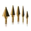 imageNEIKO 10194A Titanium Step Drill Bit HighSpeed AlloySteel Bit Hole Expander for Wood and Metal 10 Step Sizes from 14 Inch to 1 38 InchesStraight