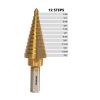 imageNEIKO 10194A Titanium Step Drill Bit HighSpeed AlloySteel Bit Hole Expander for Wood and Metal 10 Step Sizes from 14 Inch to 1 38 InchesStraight