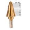 imageNEIKO 10194A Titanium Step Drill Bit HighSpeed AlloySteel Bit Hole Expander for Wood and Metal 10 Step Sizes from 14 Inch to 1 38 InchesStraight