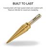 imageNEIKO 10194A Titanium Step Drill Bit HighSpeed AlloySteel Bit Hole Expander for Wood and Metal 10 Step Sizes from 14 Inch to 1 38 InchesStraight