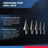 imageNEIKO 10194A Titanium Step Drill Bit HighSpeed AlloySteel Bit Hole Expander for Wood and Metal 10 Step Sizes from 14 Inch to 1 38 InchesStraight
