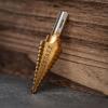 imageNEIKO 10194A Titanium Step Drill Bit HighSpeed AlloySteel Bit Hole Expander for Wood and Metal 10 Step Sizes from 14 Inch to 1 38 InchesStraight